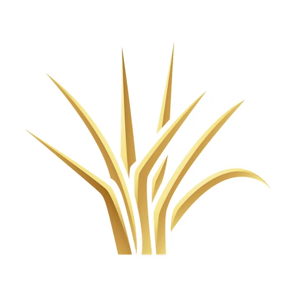 Golden Glossy Grass White Background — Stock Vector