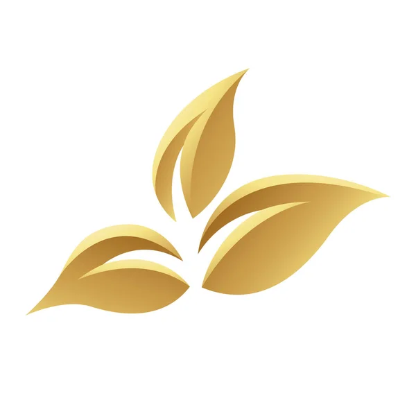Golden Glossy Leaves Een Witte Achtergrond Ikoon — Stockvector