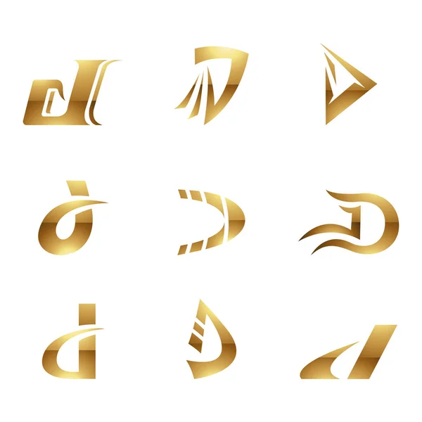 白色背景上的金色光滑字母D图标 — 图库矢量图片