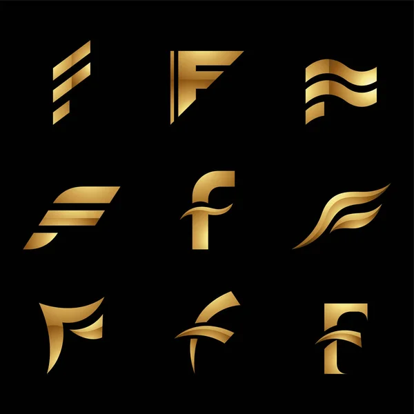 Goldener Hochglanzbuchstabe Symbole Auf Schwarzem Hintergrund — Stockvektor