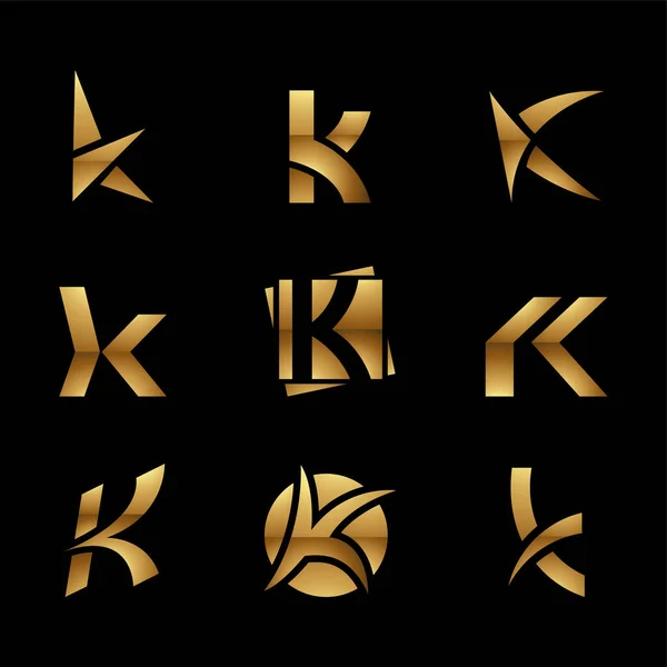 Goldene Buchstaben Symbole Auf Schwarzem Hintergrund — Stockvektor