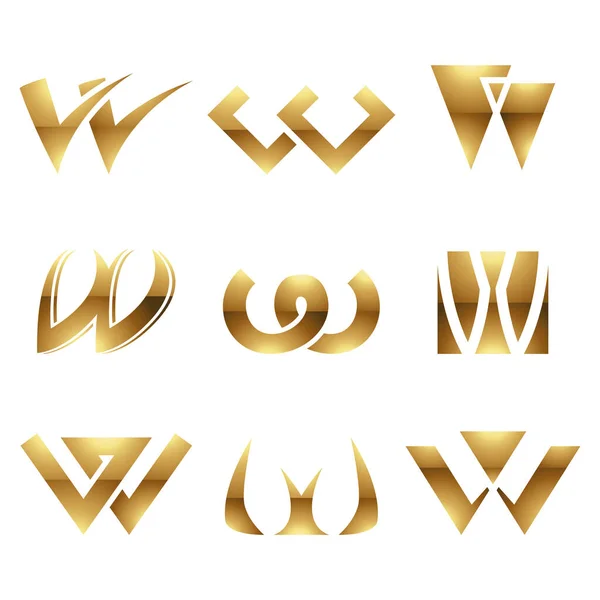 白色背景上的金色光滑字母W图标 — 图库矢量图片