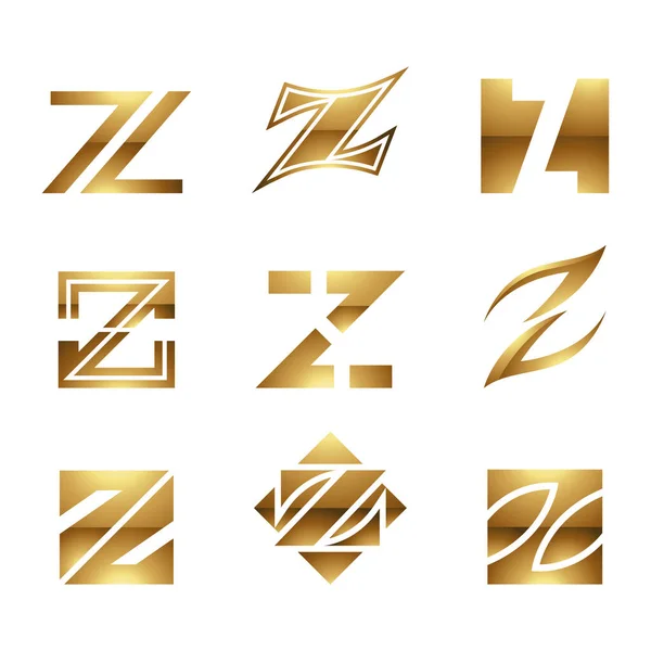 白色背景上的金色光滑字母Z图标 — 图库矢量图片