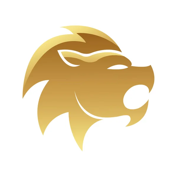 ホワイトの背景に金色の光沢のあるライオンアイコン — ストックベクタ