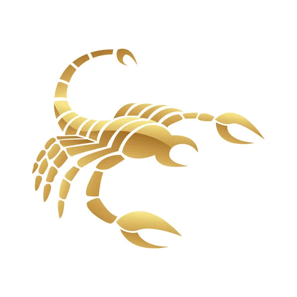 Ícone Escorpião Brilhante Dourado Fundo Branco — Vetor de Stock