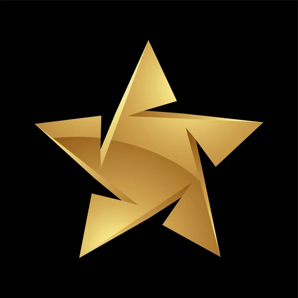 Golden Glossy Star Shape Black Background — Stock Vector