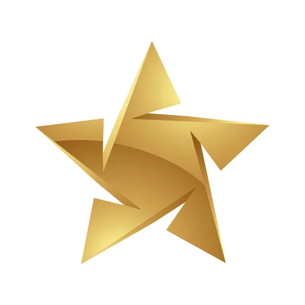 Golden Glossy Star Shape Een Witte Achtergrond — Stockvector