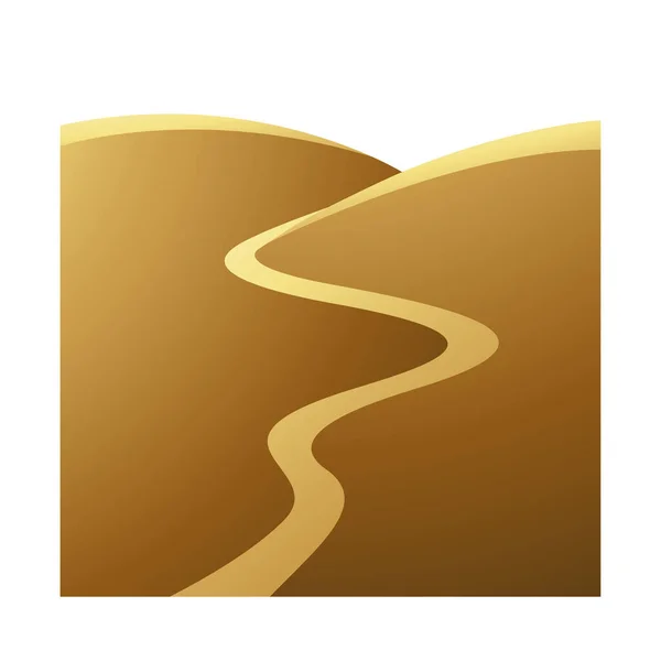 Золоті Пагорби Ріка Білому Тлі — стоковий вектор