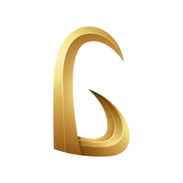 Golden Horn Achtige Letter Een Witte Achtergrond — Stockvector
