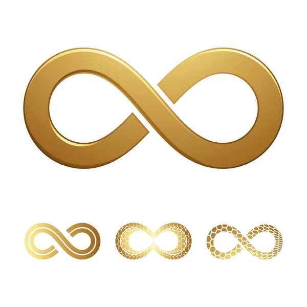 Golden Infinity Σύμβολα Λευκό Φόντο — Διανυσματικό Αρχείο