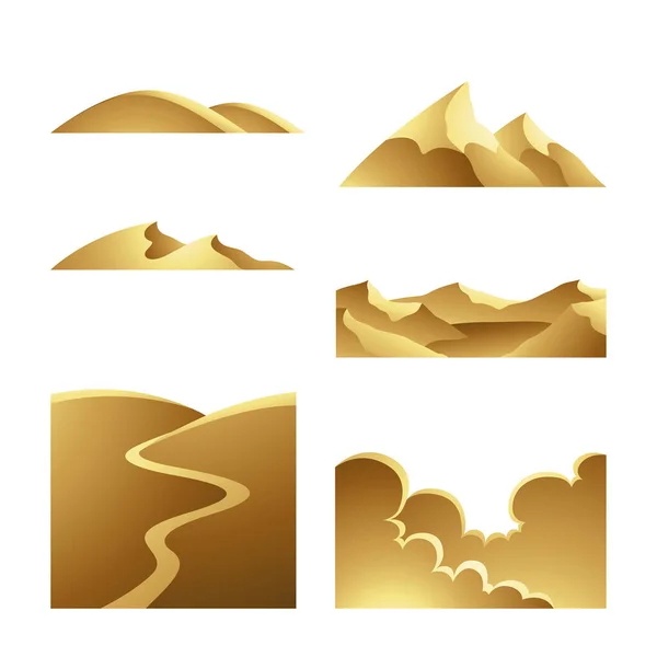 Goldene Landschaften Auf Weißem Hintergrund — Stockvektor
