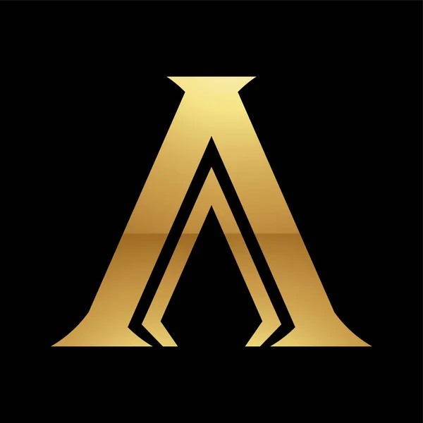 Золотий Лист Символ Чорному Фоні Ікон — стоковий вектор