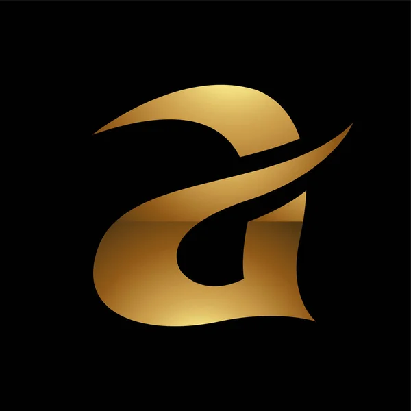 Goldener Buchstabe Ein Symbol Auf Schwarzem Hintergrund Icon — Stockvektor