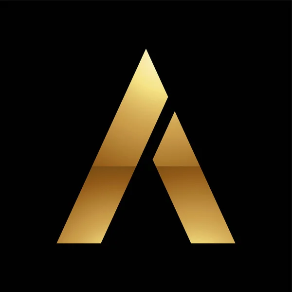 Goldener Buchstabe Ein Symbol Auf Schwarzem Hintergrund Icon — Stockvektor