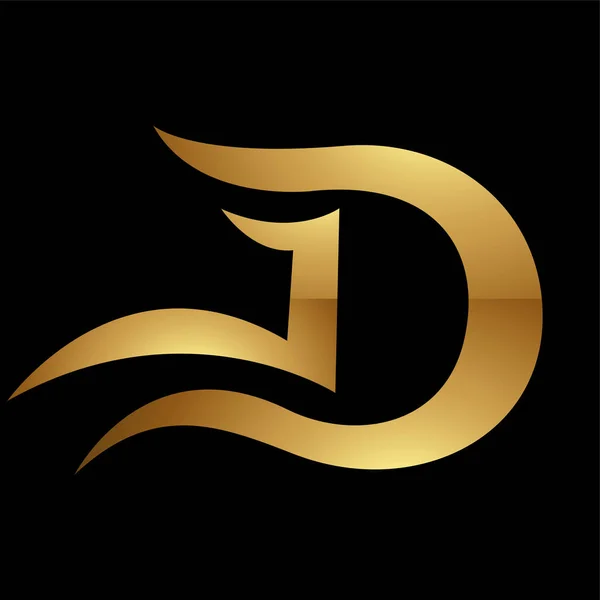 黑色背景上的金色字母D符号 图标6 — 图库矢量图片
