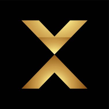 Siyah Arkaplanda Altın Harf X Sembolü - Simge 6