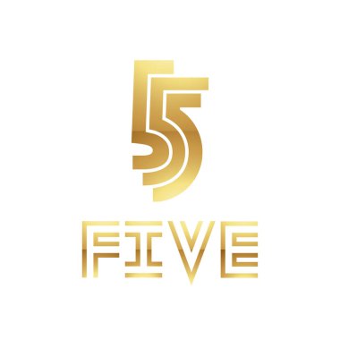 Beyaz Arkaplanda 5 Numara için Altın Sembol - Simge 2