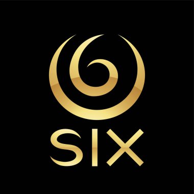 Siyah Arkaplanda 6 Numara için Altın Sembol - Simge 1