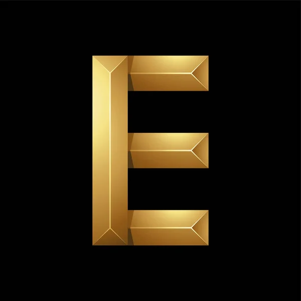 由黑色背景的金字塔矩形制成的金色字母E — 图库矢量图片
