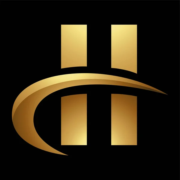 黑色背景上的金色字母H符号 图标2 — 图库矢量图片