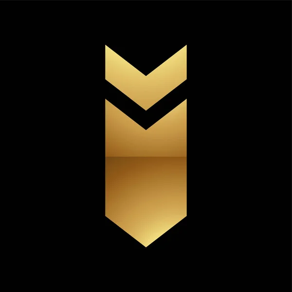 Lettera Oro Simbolo Sfondo Nero Icona — Vettoriale Stock