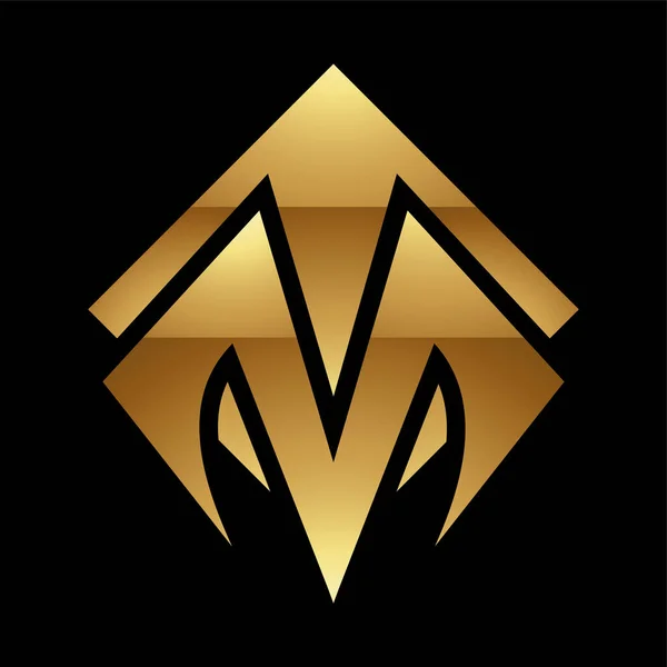 Χρυσό Γράμμα Σύμβολο Μαύρο Φόντο Icon — Διανυσματικό Αρχείο