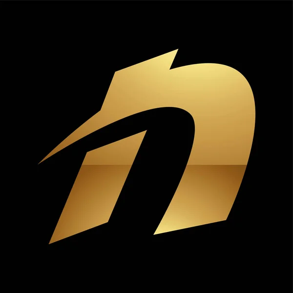 黒の背景に金色の文字N記号 アイコン1 — ストックベクタ