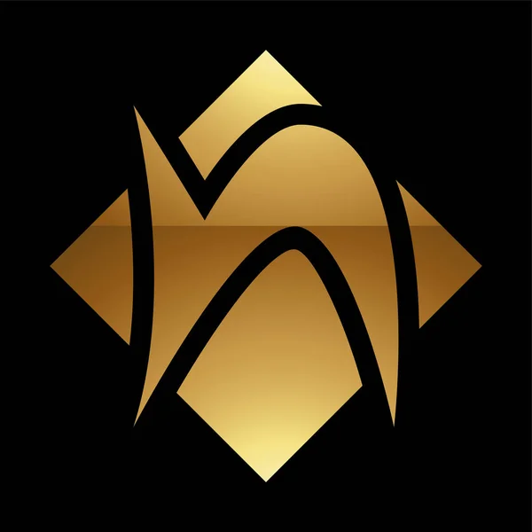 黒の背景に金色の文字N記号 アイコン4 — ストックベクタ