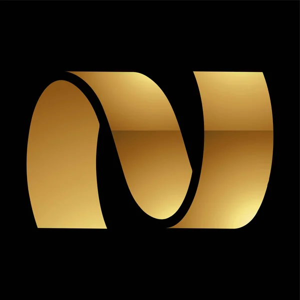 Lettre Dorée Symbole Sur Fond Noir Icône — Image vectorielle