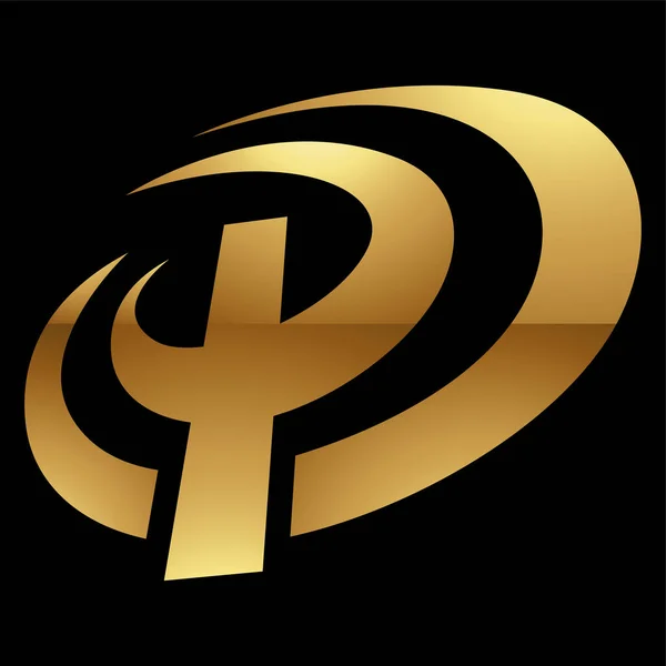 Golden Letter Symbol Black Background Icon — стоковий вектор