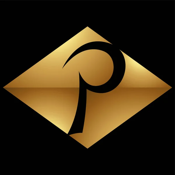 黒の背景に金色の文字P記号 アイコン8 — ストックベクタ