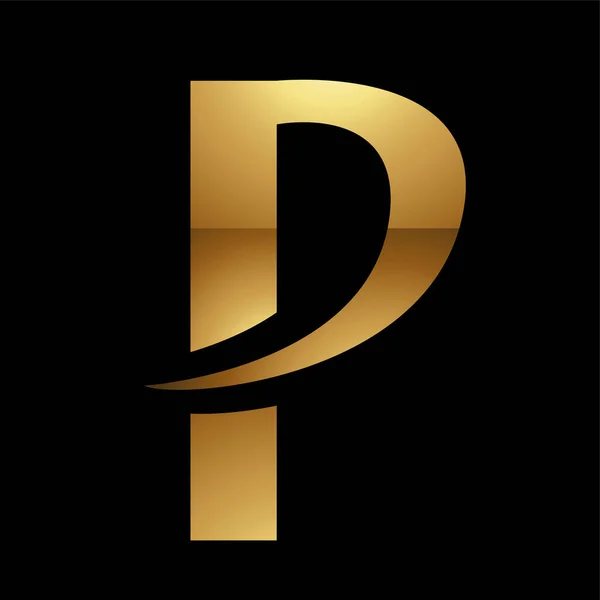 黑色背景上的金色字母P符号 图标9 — 图库矢量图片