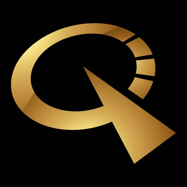 Golden Letter Szimbólum Egy Fekete Háttér Ikon — Stock Vector