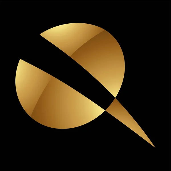 Gyllene Bokstaven Symbol Svart Bakgrund Ikon — Stock vektor