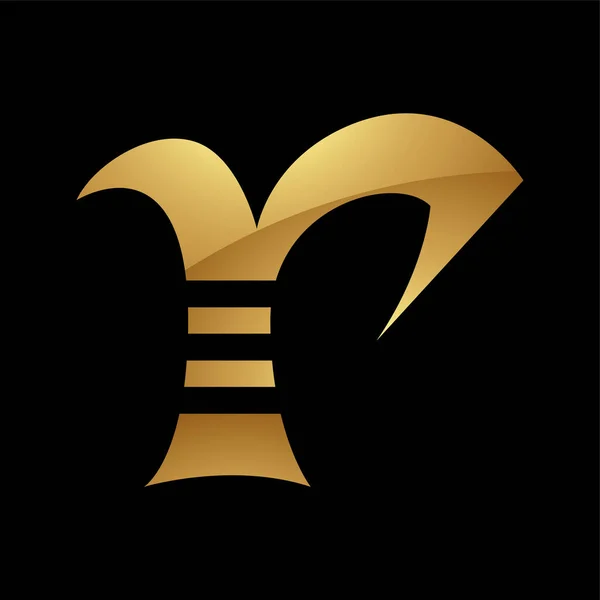 Kultainen Kirjain Symbol Mustalla Taustalla Kuvake — vektorikuva