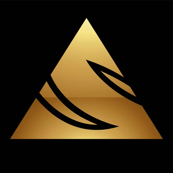 Carta Ouro Símbolo Fundo Preto Ícone — Vetor de Stock