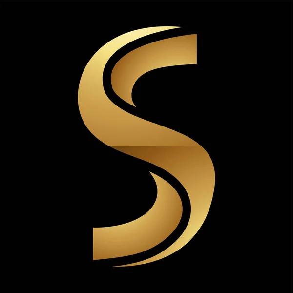 Gyllene Bokstaven Symbol Svart Bakgrund Ikon — Stock vektor
