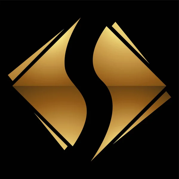 Golden Letter Simbolo Sfondo Nero Icona — Vettoriale Stock