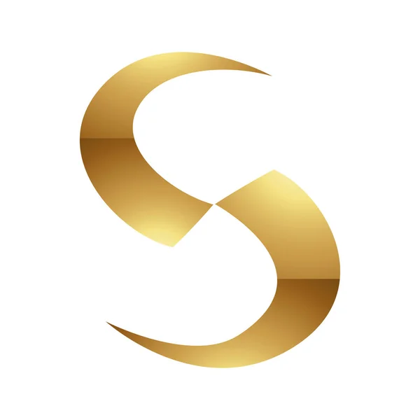 ホワイトの背景に黄金の文字S記号 アイコン1 — ストックベクタ