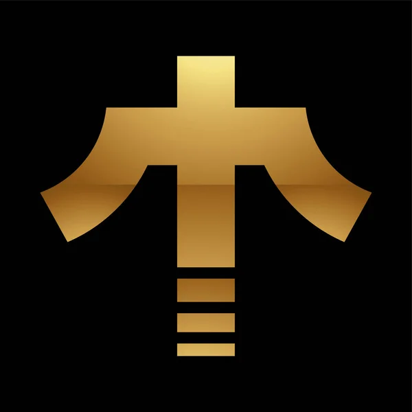 Symbol Złotej Litery Czarnym Tle Ikona — Wektor stockowy