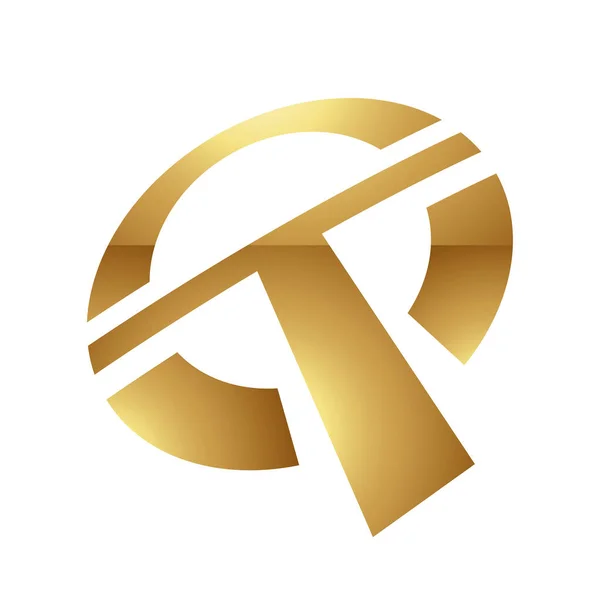 ホワイトの背景に金色の文字Tシンボル アイコン5 — ストックベクタ