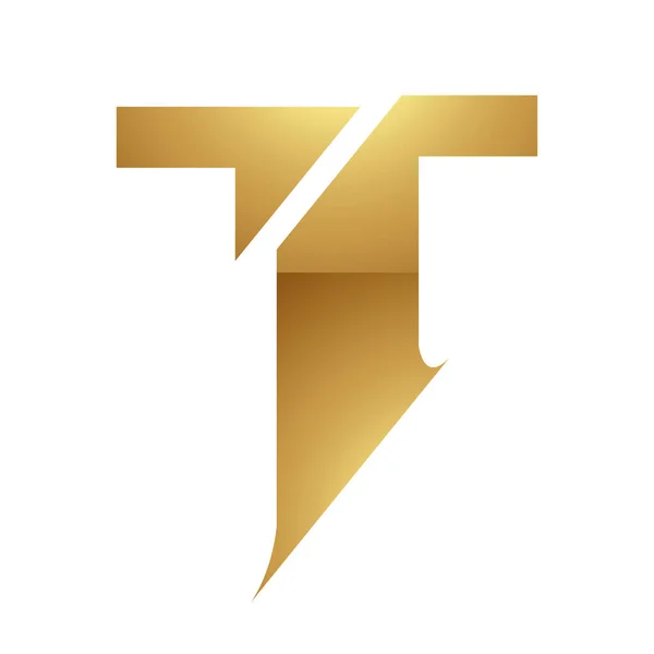 ホワイトの背景に金色の文字Tシンボル アイコン9 — ストックベクタ