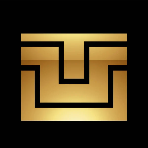黒の背景に金色の文字U記号 アイコン8 — ストックベクタ