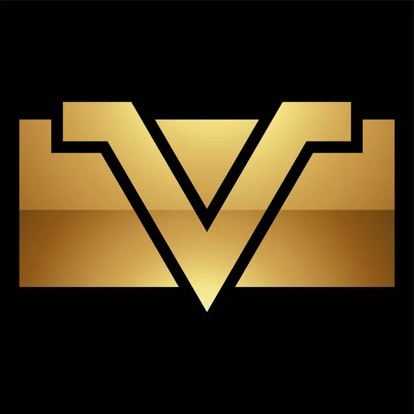 黑色背景上的金色字母V符号 图标1 — 图库矢量图片
