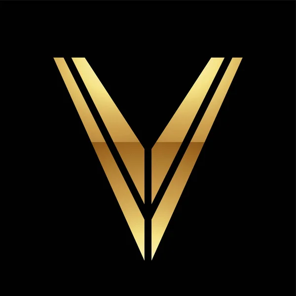 黒の背景に金色の文字Vのシンボル アイコン5 — ストックベクタ