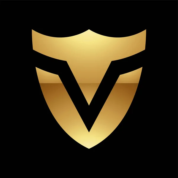 黒の背景に金色の文字Vのシンボル アイコン6 — ストックベクタ