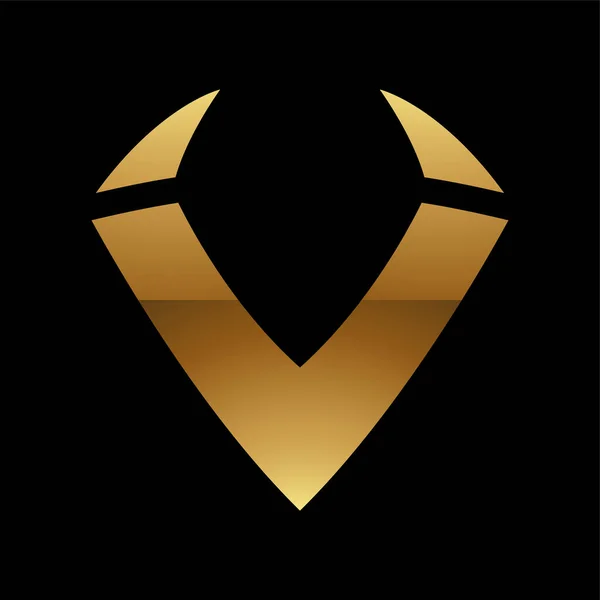 Χρυσό Γράμμα Σύμβολο Μαύρο Φόντο Icon — Διανυσματικό Αρχείο