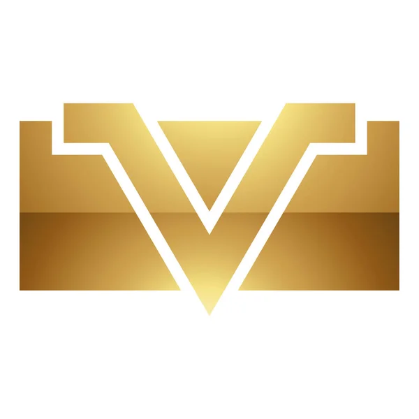 ホワイトの背景に金色の文字V記号 アイコン1 — ストックベクタ