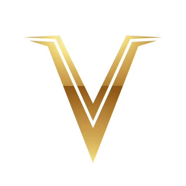 ホワイトの背景に金色の文字V記号 アイコン2 — ストックベクタ