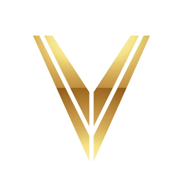 ホワイトの背景に金色の文字Vのシンボル アイコン5 — ストックベクタ